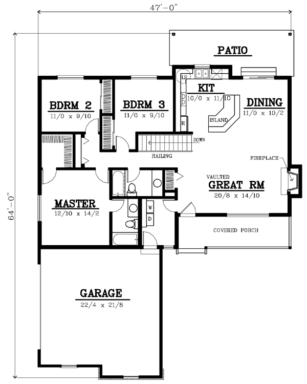 Country One-Story Level One of Plan 91864