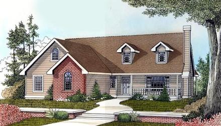 Country One-Story Elevation of Plan 91864