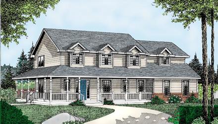 Country Farmhouse Southern Elevation of Plan 91865