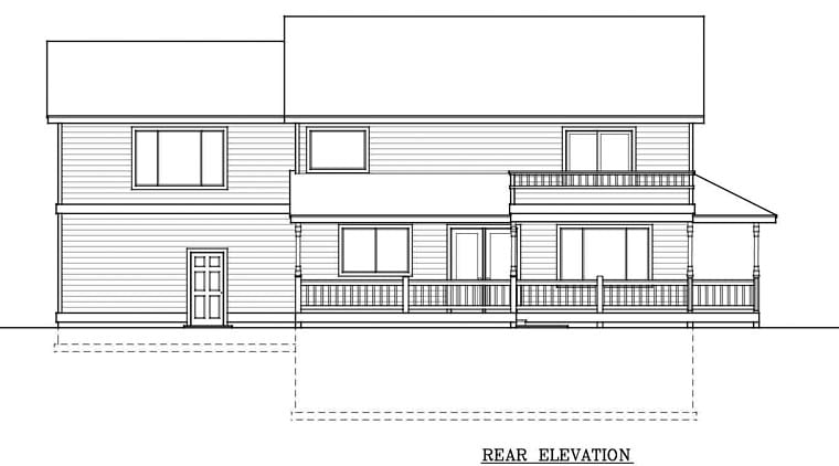 Country Farmhouse Southern Rear Elevation of Plan 91865