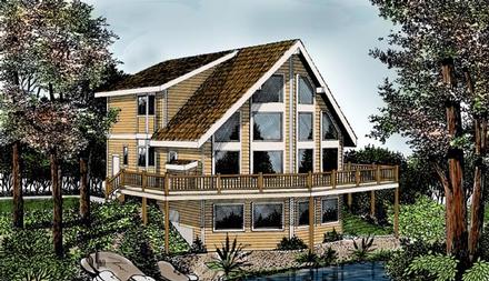 Contemporary Narrow Lot Elevation of Plan 91866