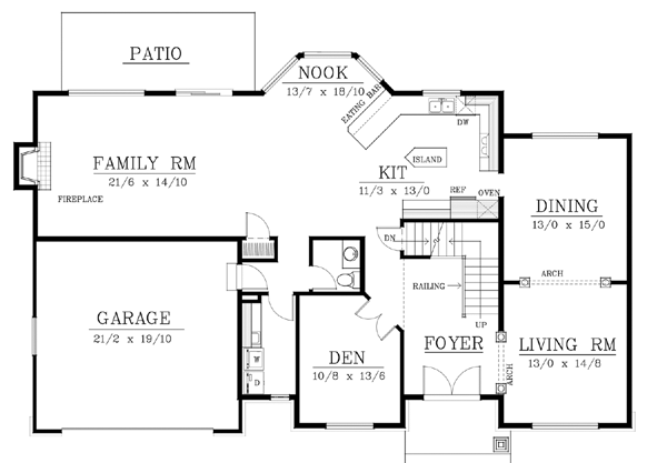 Bungalow Contemporary Craftsman Level One of Plan 91868