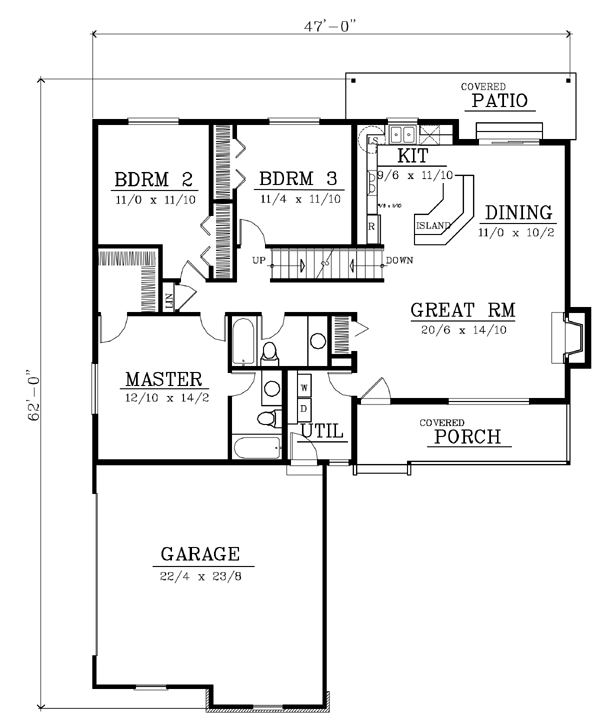 Country One-Story Level One of Plan 91869