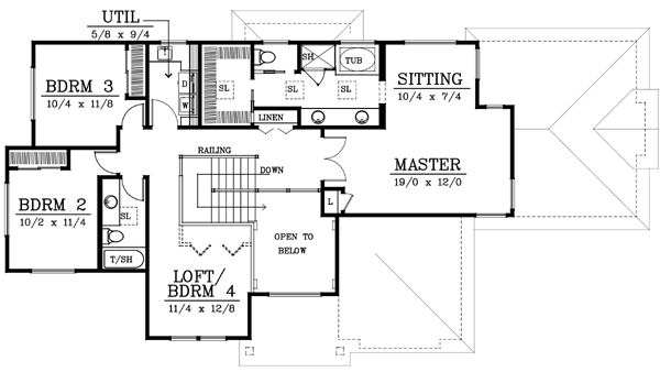 Contemporary Craftsman Traditional Level Two of Plan 91879