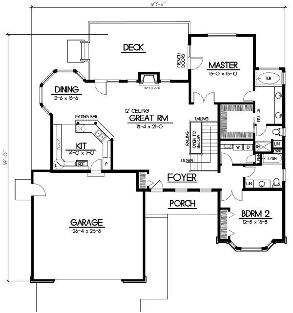 One-Story Ranch Traditional Level One of Plan 91881