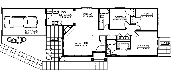 One-Story Ranch Level One of Plan 91887