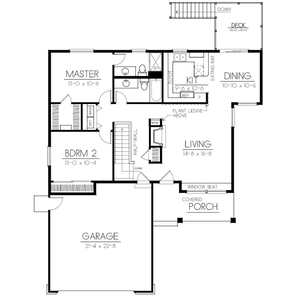 One-Story Ranch Level One of Plan 91890