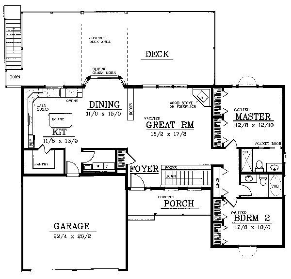 One-Story Ranch Traditional Level One of Plan 91891