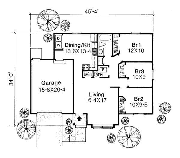 Cabin One-Story Ranch Level One of Plan 92020