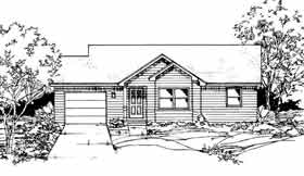 Cabin One-Story Ranch Elevation of Plan 92020