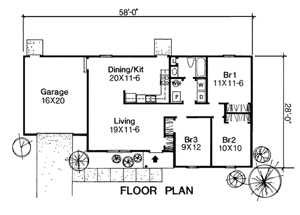 One-Story Ranch Level One of Plan 92039