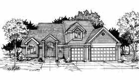 Colonial Country Elevation of Plan 92046