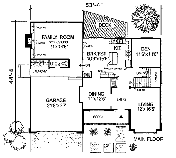 Country Farmhouse Level One of Plan 92053