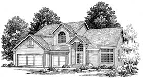 Colonial Country Elevation of Plan 92054