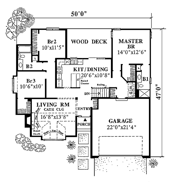 One-Story Ranch Level One of Plan 92056