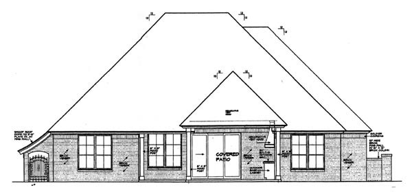 Country European Rear Elevation of Plan 92206