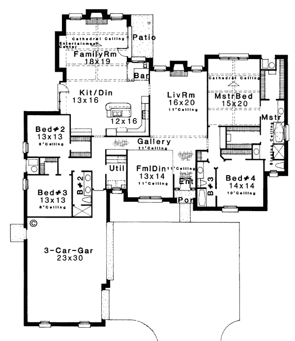 European One-Story Level One of Plan 92214