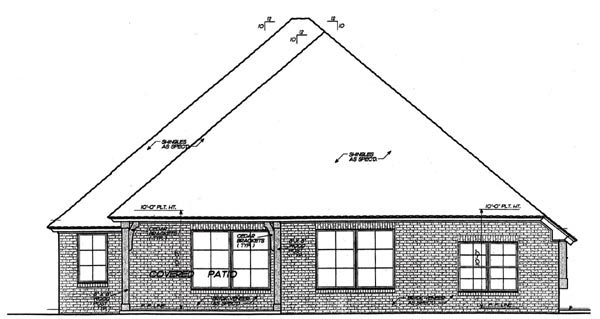 Country European Rear Elevation of Plan 92215