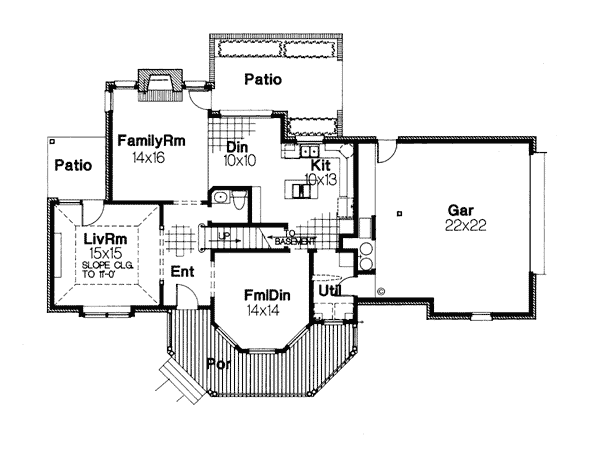 Bungalow Country European Level One of Plan 92217