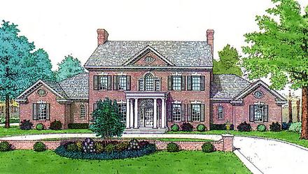 Colonial French Country Southern Elevation of Plan 92219