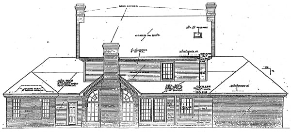 Colonial French Country Southern Rear Elevation of Plan 92219