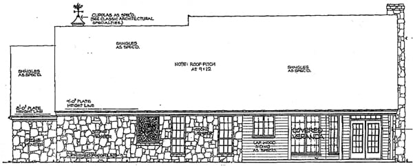Country Rear Elevation of Plan 92220