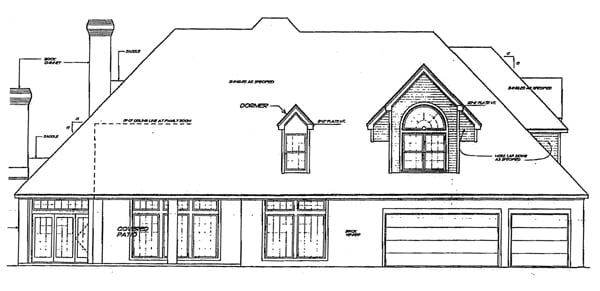 European French Country Rear Elevation of Plan 92248