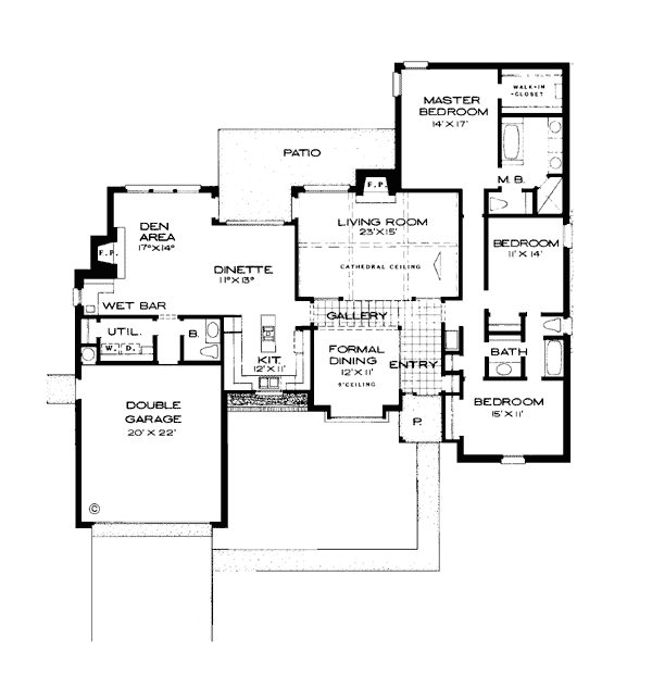 One-Story Ranch Level One of Plan 92249