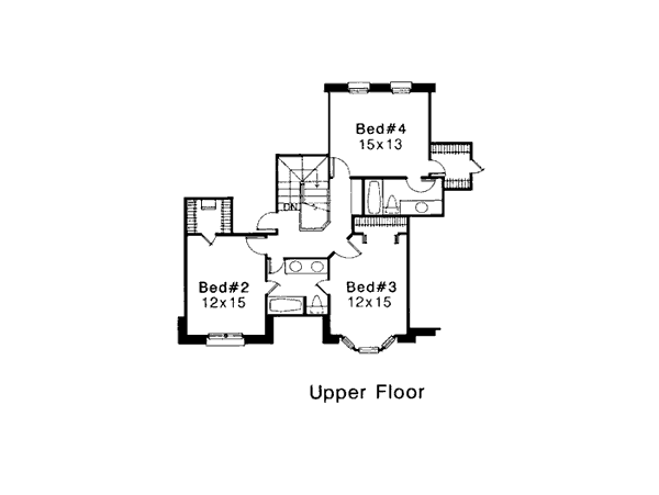 Colonial European French Country Level Two of Plan 92263