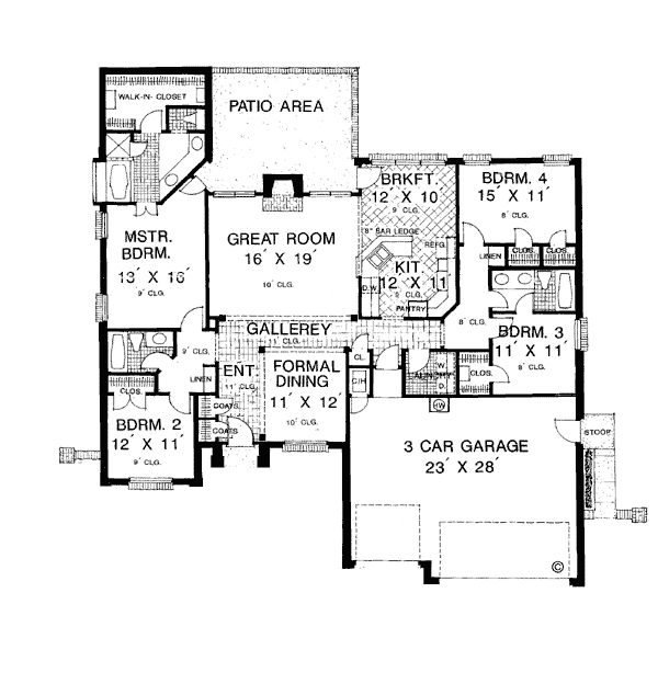 Colonial European Level One of Plan 92280