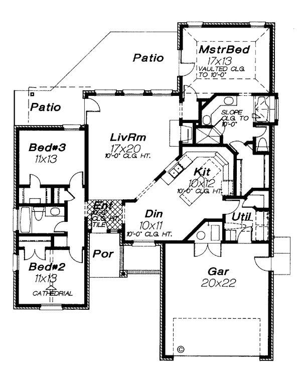 Bungalow One-Story Ranch Level One of Plan 92283