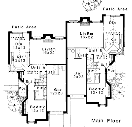 Multi-Family Plan 92294 First Level Plan