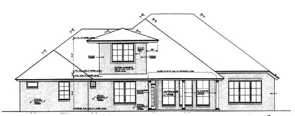 Country European Rear Elevation of Plan 92295