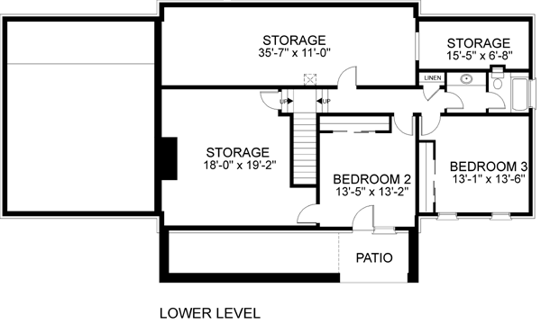 Country Traditional Lower Level of Plan 92321