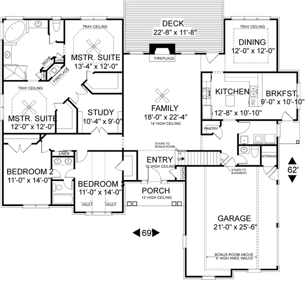 One-Story Traditional Level One of Plan 92322