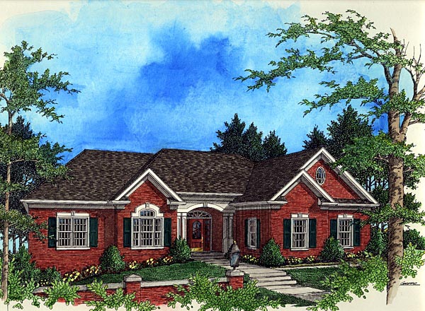 Traditional Style House Plan 92322 With 3 Bed 3 Bath 2 Car Garage