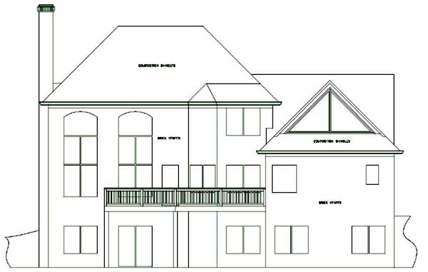 Colonial European Traditional Rear Elevation of Plan 92325