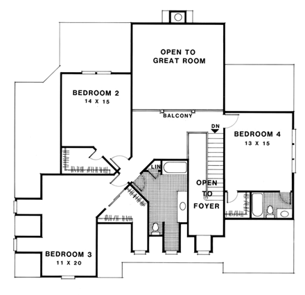 House Plan 92334 Second Level Plan