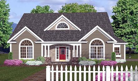 Country One-Story Traditional Elevation of Plan 92373