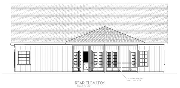 Country Craftsman Rear Elevation of Plan 92380