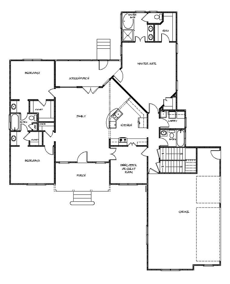 Country Craftsman New American Style Alternate Level One of Plan 92385