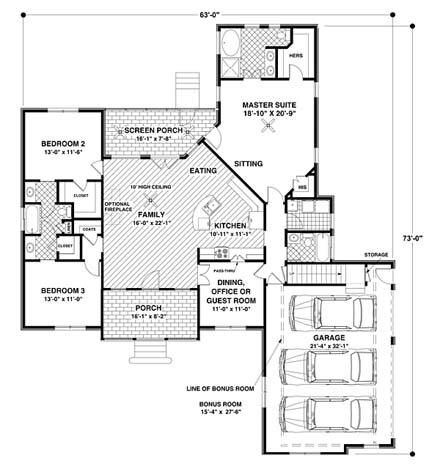 House Plan 92385 First Level Plan
