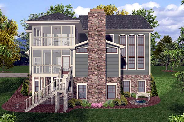 Craftsman Rear Elevation of Plan 92386