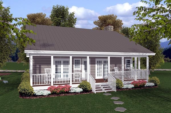 Cabin Ranch Traditional Rear Elevation of Plan 92388