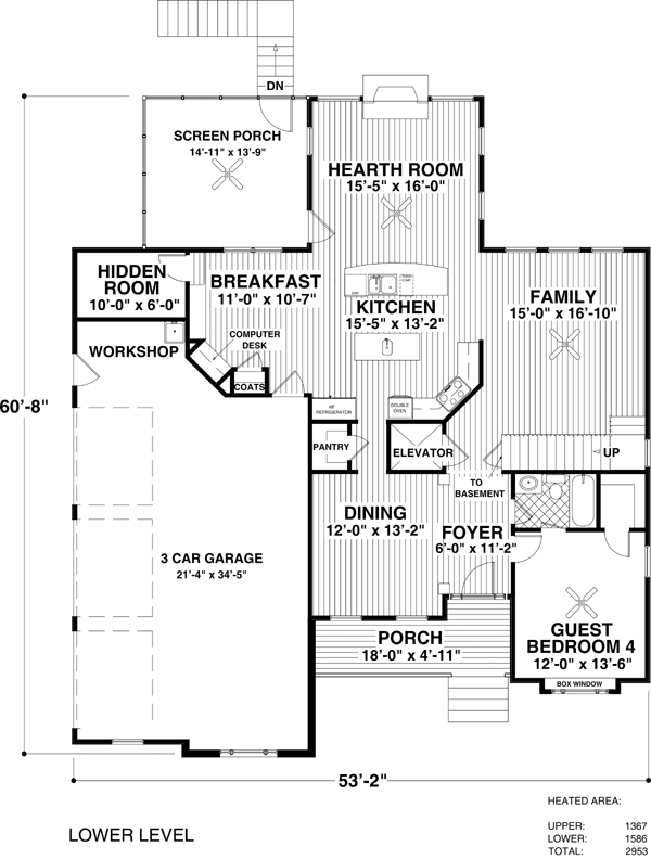 Craftsman Traditional Level One of Plan 92389