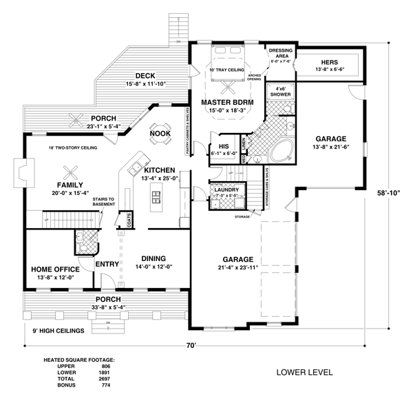 Craftsman Level One of Plan 92391