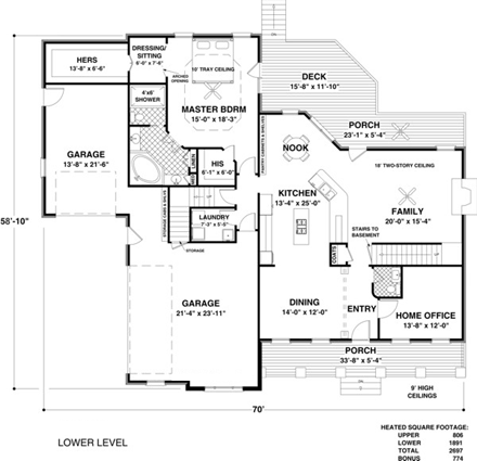 House Plan 92392 First Level Plan