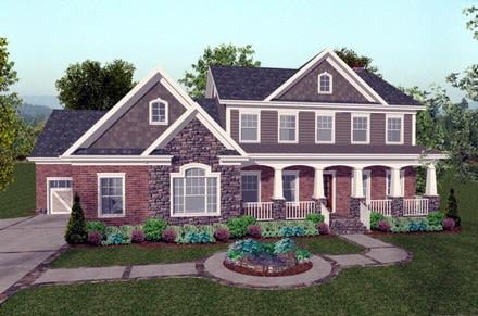 Colonial Craftsman Traditional Elevation of Plan 92392
