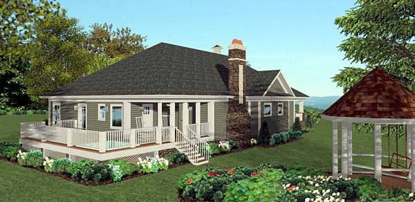 Cottage Craftsman Southern Rear Elevation of Plan 92397