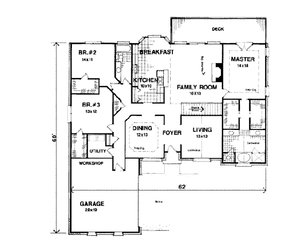 European One-Story Ranch Level One of Plan 92404